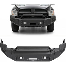 ALMULOO Front Bumper Compatible with 2009-2012 Dodge Ram 1500 w/Winch Plate, LED Lights & Bull Bar Steel Powder Coated(2 Packages)
