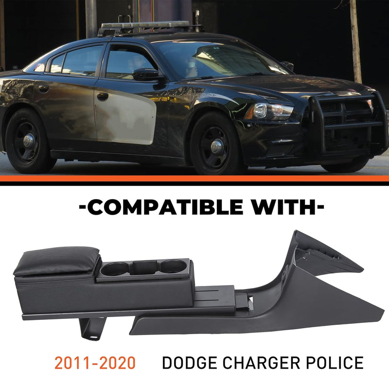 Center Console Kit Compatible with 2011-2020 Dodge Charger Police w/Mini Cup Holder Plate and Trim Set (You Will Receive Two Packages) LYAP-311-2+LYAP-311-3