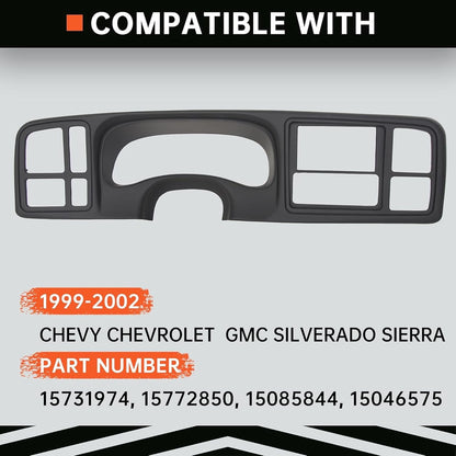 Double DIN Dash Bezel Cover Kit Compatible With 1999-2002 GM Full-Size Trucks SUV's Chevy Silverado Sierra Car Stereo Radio Replacement for 15731974 15772850 Matte Black LYAP-371