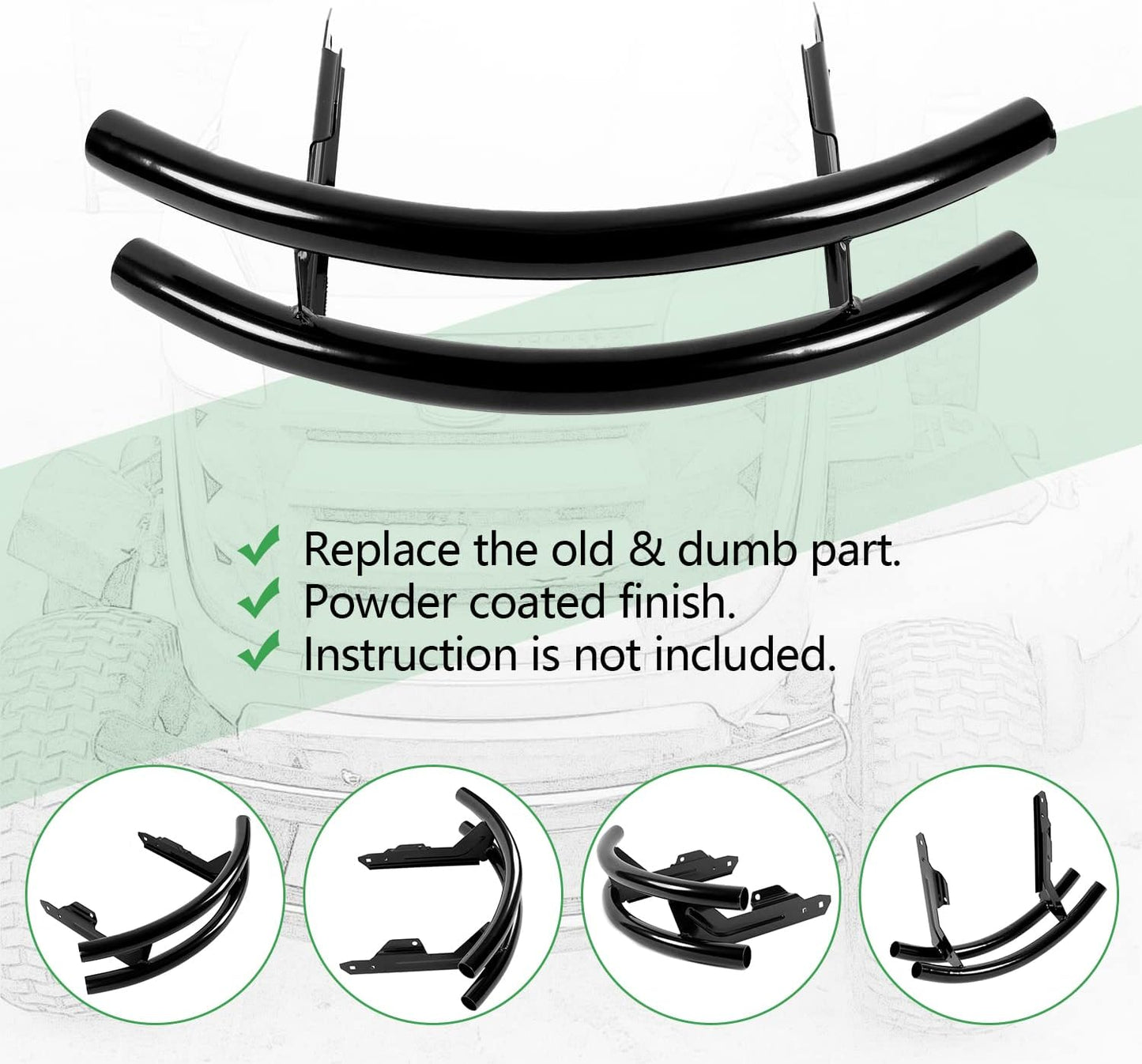 Front Bumper Brush Guard Compatible with John Deere 100 Series 102 115 125 135 145 155C 190C D100 D110-D170 L100 L105 L107 LA175 G110 X110 X120 X125 Lawn Mower Garden Tractor LYJD-028