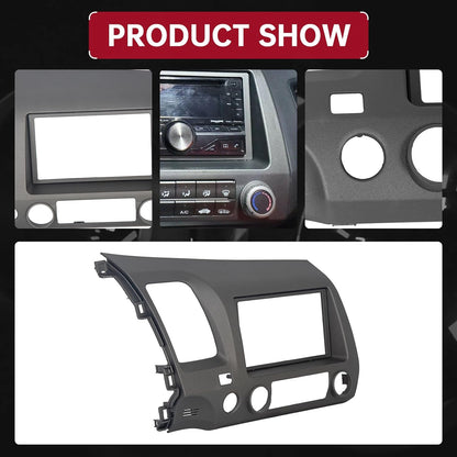 Car Radio Dashboard Kit Compatible with 2006-2011 Honda Civic Trim Bezel Panel Double 2 Din Install Dash Board Dark Gray LYAP-369