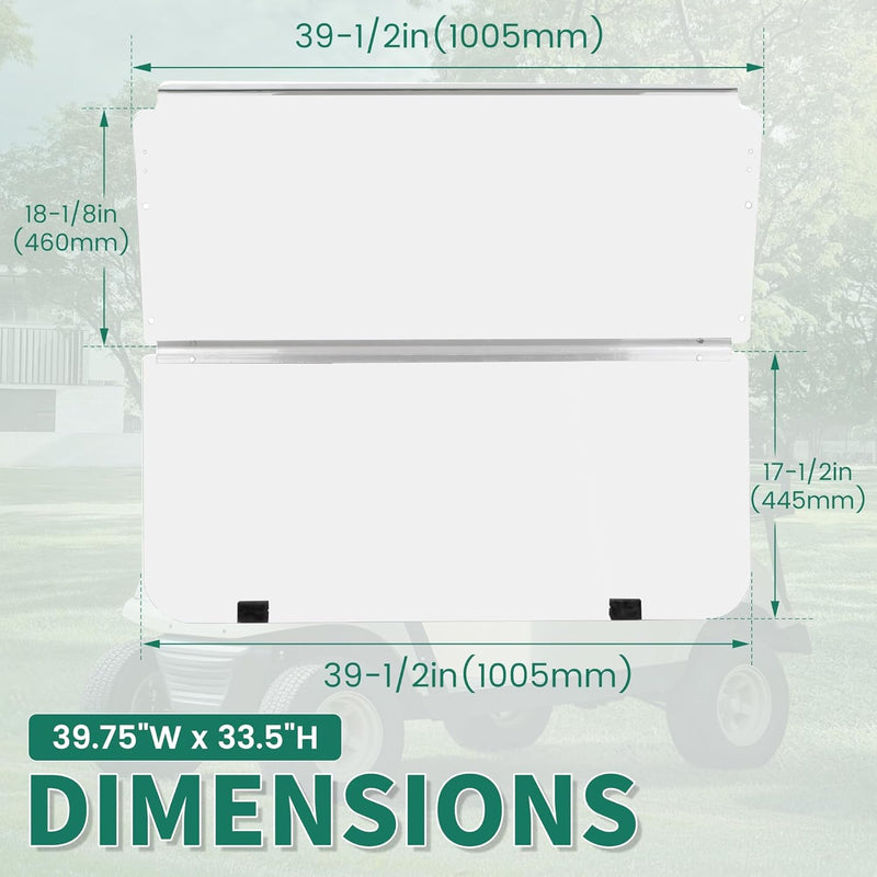 Windshield Compatible with 1982-2000.5 Club Car DS Clear Fold Down Impact Resistant Golf Cart DS Model Approximate dimensions 39.25inchesW X 36.75inchesH B23-61-C