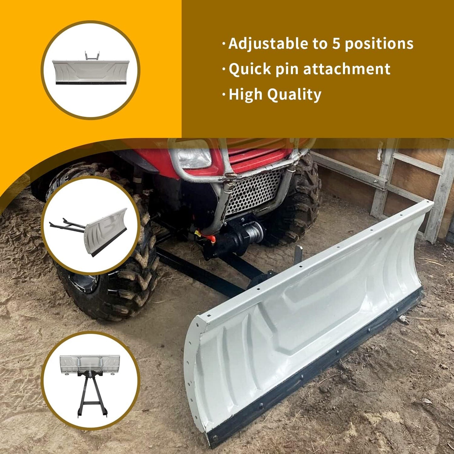 Snow Plow Blade Universal Kit Steel Adjustable 48inches Complete Universal Kit Package Compatible with ATV Honda Kawasaki Polaris Aeon Crossland Arctic-Cat Alterra (You Will get 2 Packages) LYOM-045A+LYOM-045B