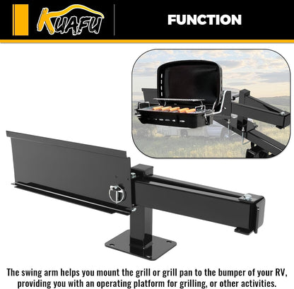 RV Bumper Grill Mount Swing Arm Universal for RVs Campers Trailers Grilling Tailgating Grill 4??¨¤ Bumper Mounted LYOM-258