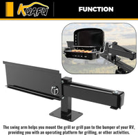 Load image into Gallery viewer, KUAFU RV Bumper Grill Mount Swing Arm Universal for RVs Campers Trailers Grilling Tailgating Grill 4?¡À Bumper Mounted LYOM-258
