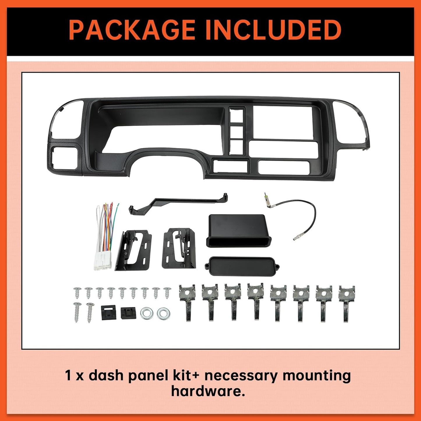 Double Din Dash Panel Compatible with 1995-2002 GMC Truck SUV Radio Stereo Wire Harness Trim Bezel Panel Kit LYAP-018