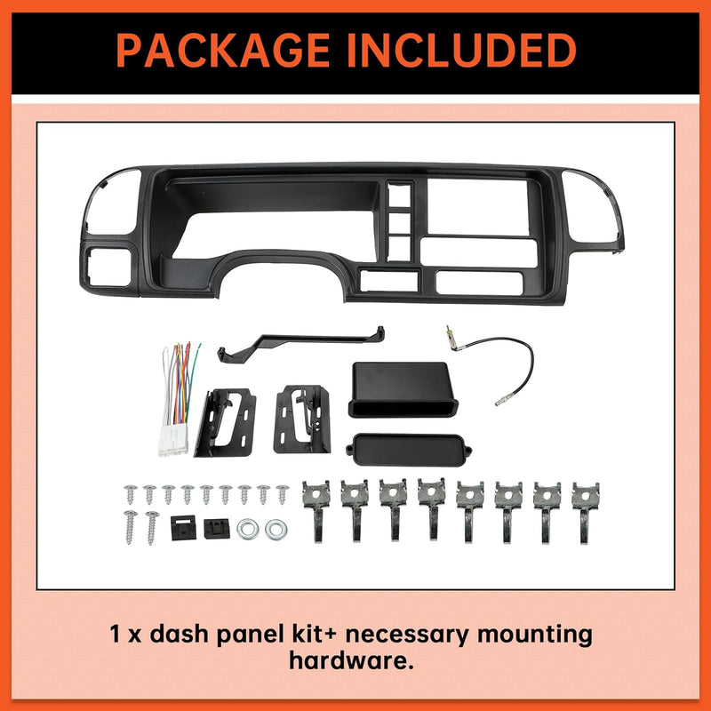Double Din Dash Panel Compatible with 1995-2002 GMC Truck SUV Radio Stereo Wire Harness Trim Bezel Panel Kit LYAP-018