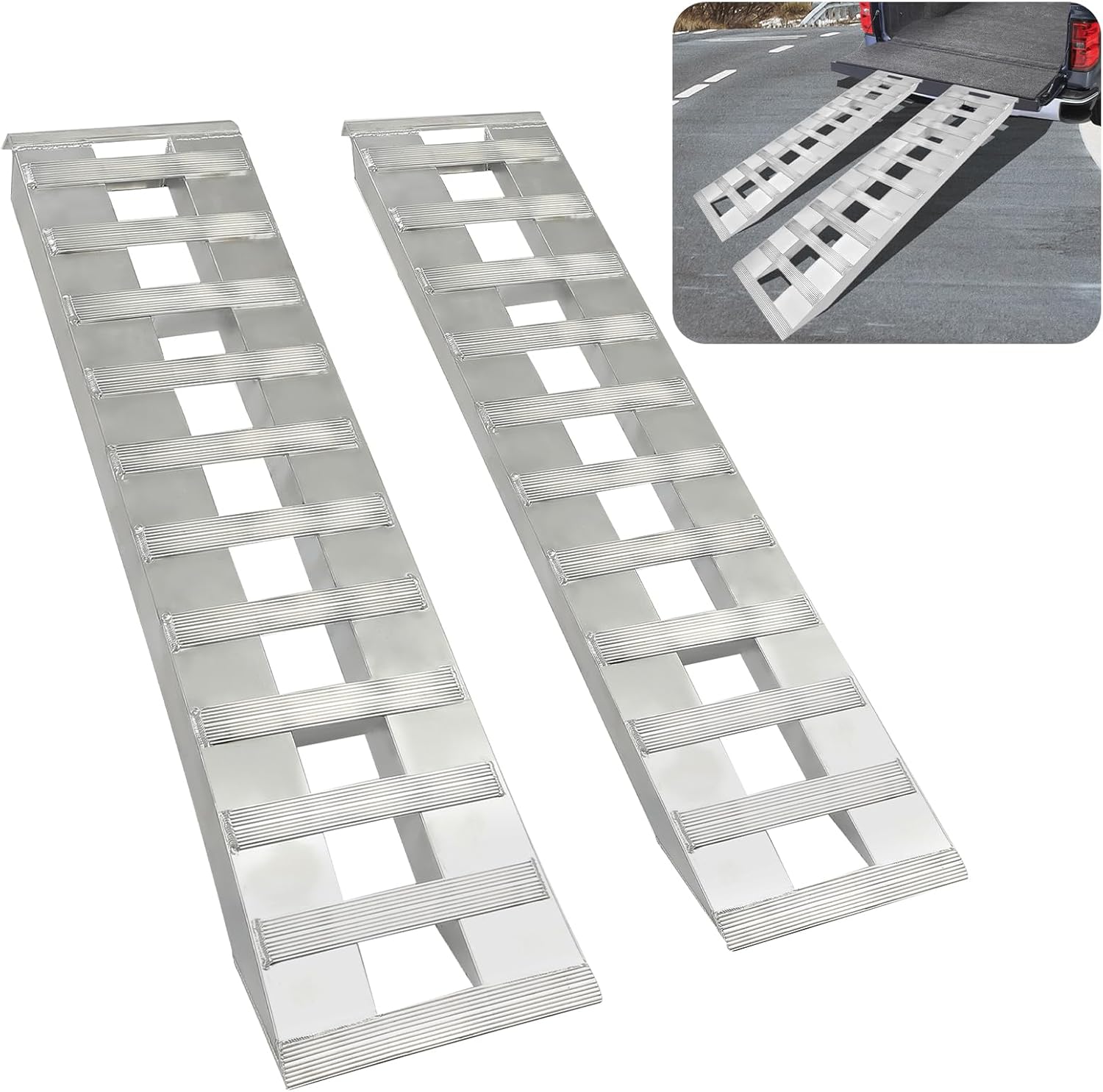 60inches X 15inches Trailer Ramp Universal 6800 LBS Truck Bike Motorcycle Loading Ramps Hook End Knife Foot Pair LYOM-195S