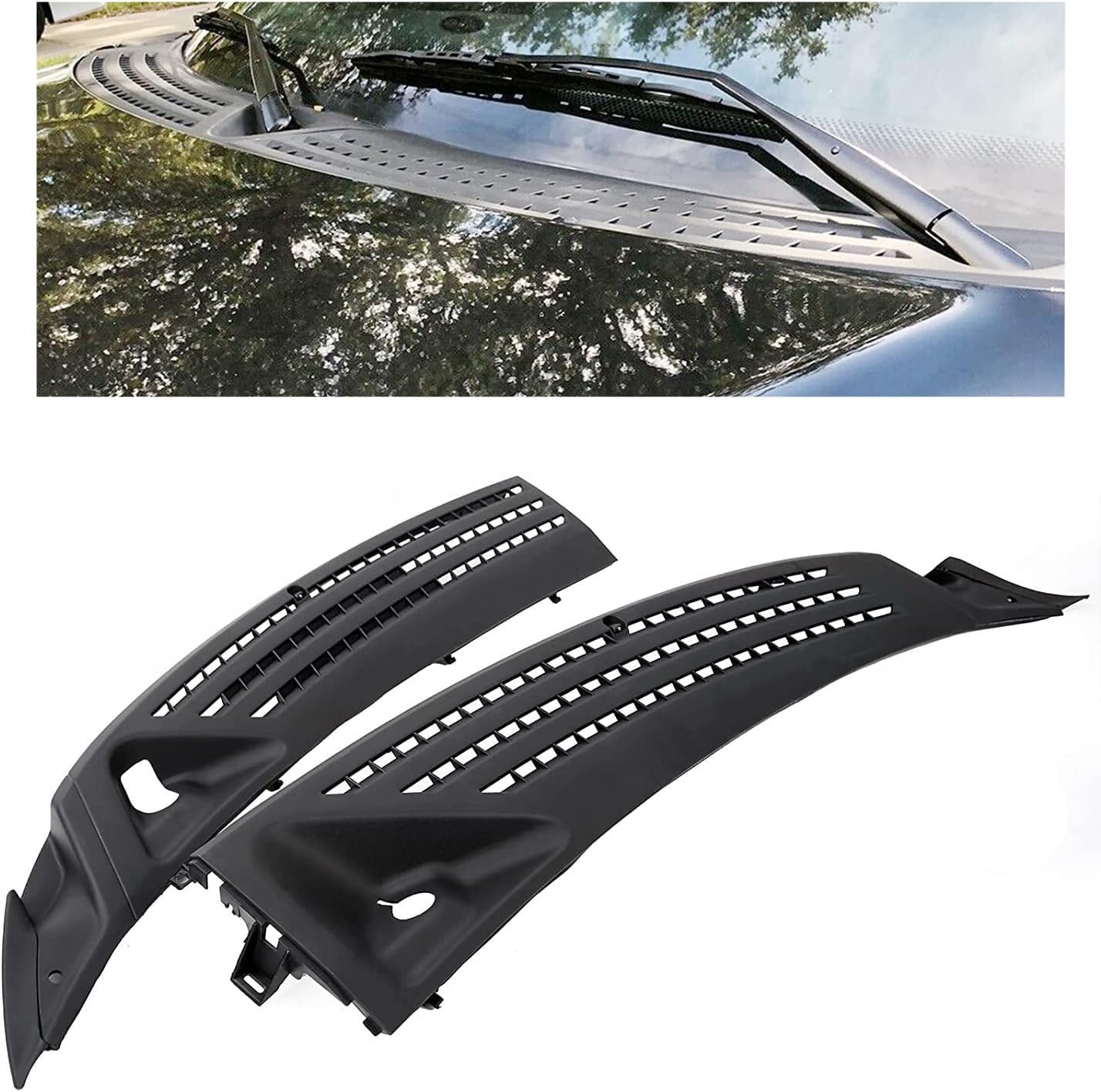 Windshield Wiper Cowl Cover Panel Compatible with 2004-2008 Ford F150 2006-2007 Lincoln Mark LT Outer Window Wiper Cowl Grille Replacement for 4L3Z-15022A69-AA & 4L3Z-15022A68-BA LYAP-243S