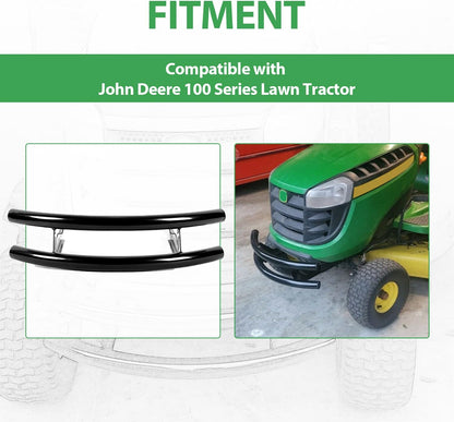 Front Bumper Brush Guard Compatible with John Deere 100 Series 102 115 125 135 145 155C 190C D100 D110-D170 L100 L105 L107 LA175 G110 X110 X120 X125 Lawn Mower Garden Tractor LYJD-028