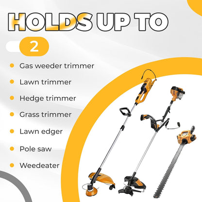 2 Place Weeder Trimmer Racks Holders Hold Two for Trailer Truck Tree Trimmers Edgers Pole Saws Powercoated Steel LYA-076