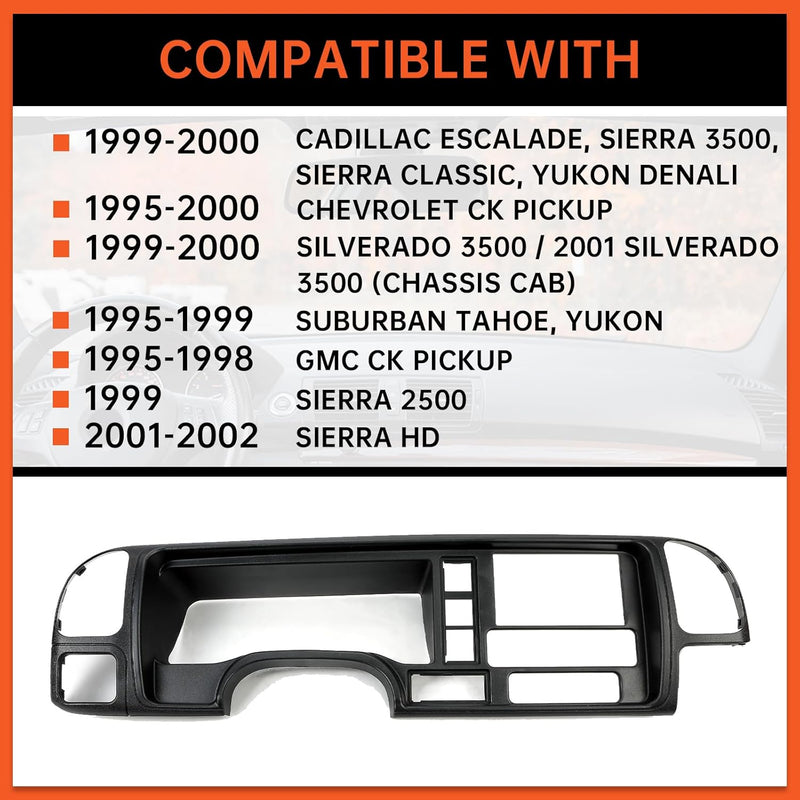 Double Din Dash Panel Compatible with 1995-2002 GMC Truck SUV Radio Stereo Wire Harness Trim Bezel Panel Kit LYAP-018