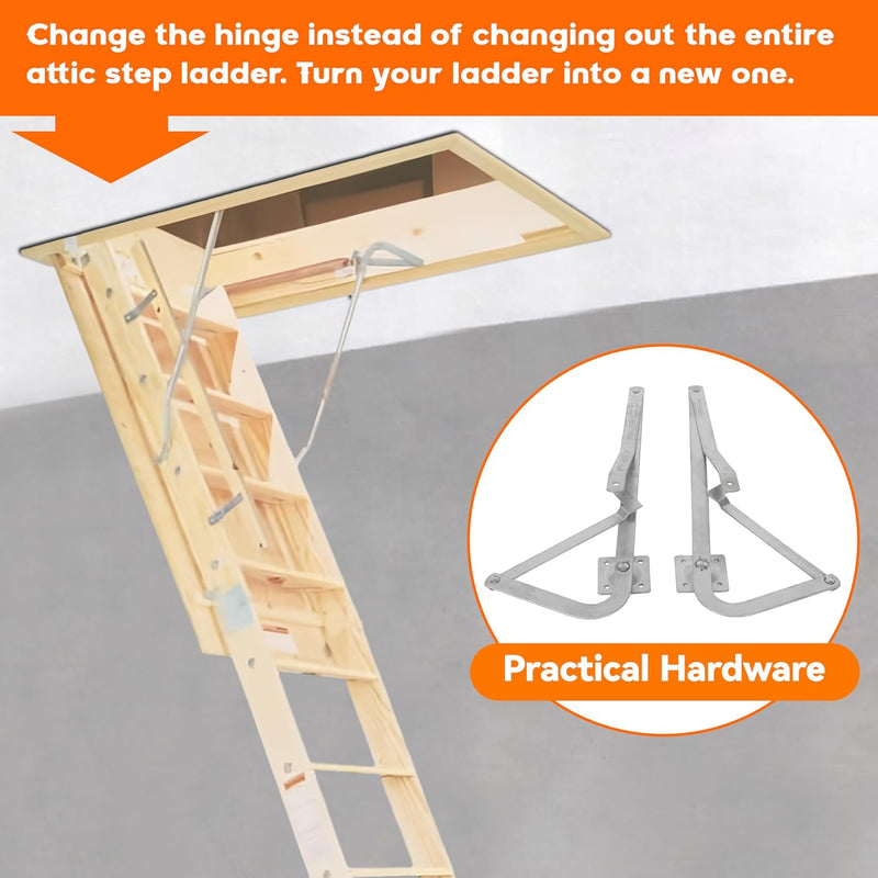 HECASA 55-2 Attic Ladder Spreader Hinge Arms Replacement Counter Balance Arms Hinge Kit Compatible with 2010-Up Werner Mk 5, WU2210, W2208, W2210 Thick Zinc LYOM-059