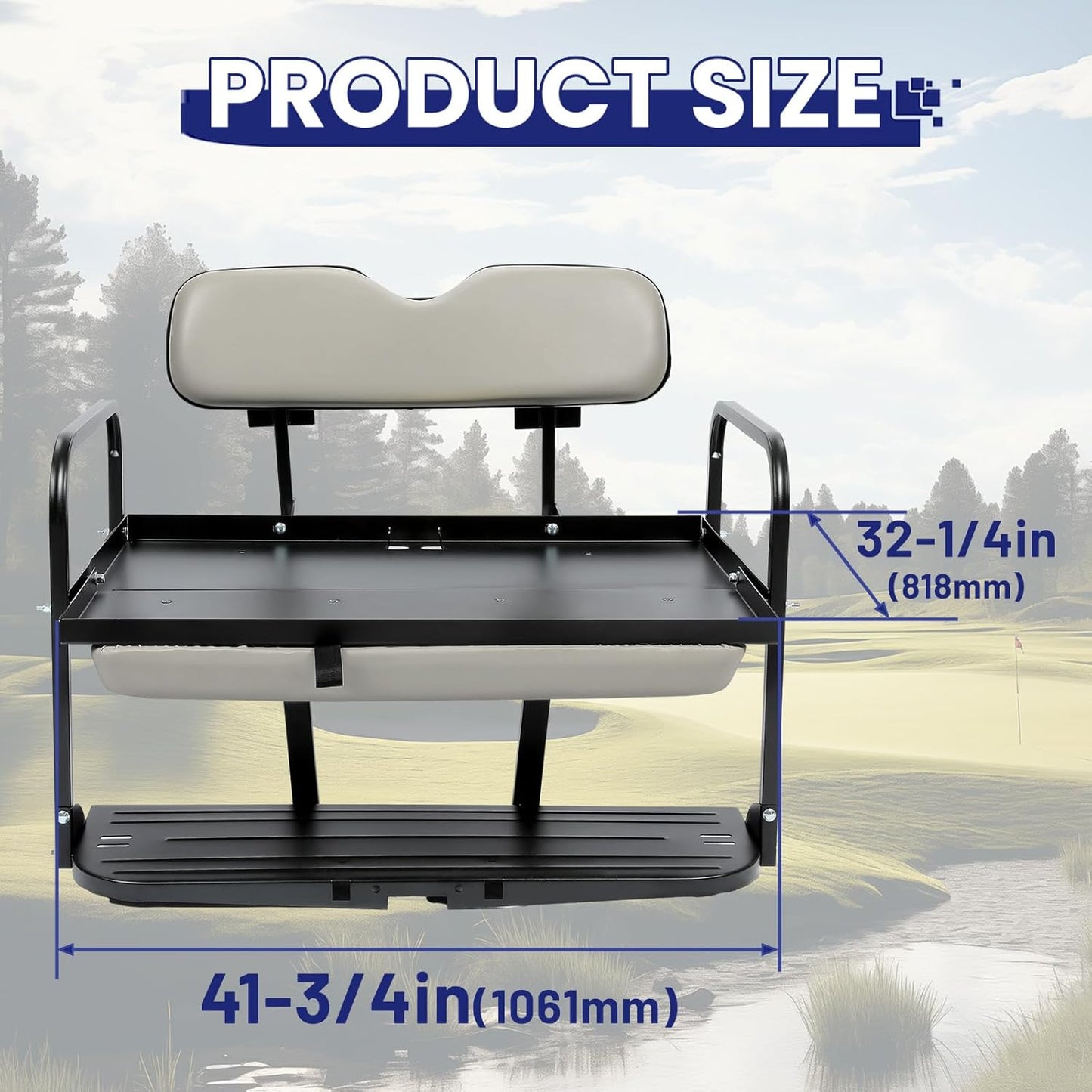 Rear Flip Back Seat Kit Compatible with Pre-1994 EZGO Marathon Golf Cart Flip Folding Fold Down Rear Off-White Seat LYMM-123T-2