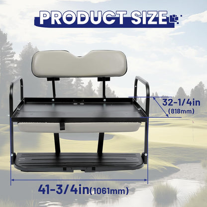 Rear Flip Back Seat Kit Compatible with Pre-1994 EZGO Marathon Golf Cart Flip Folding Fold Down Rear Off-White Seat LYMM-123T-2