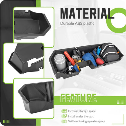 Under Seat Storage Box Compatible with 2019-2025 Chevy Chevrolet Silverado GMC Sierra 1500 2500 3500 HD Double & Crew Cab Black Plastic Underseat Storage LYAP-095S-2
