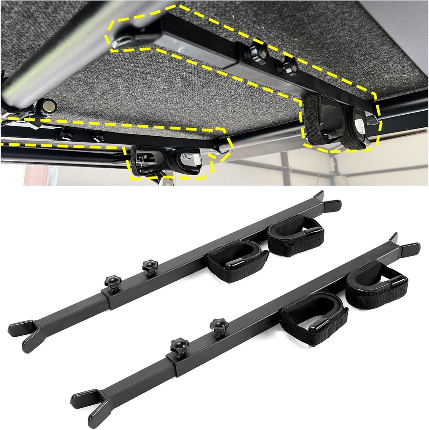 Adjustable Gun Rack Carrier 23-31 Inch Universal Compatible with Polaris Ranger Kawasaki Mule UTV Overhead Roof Gun Holder LYPS-068