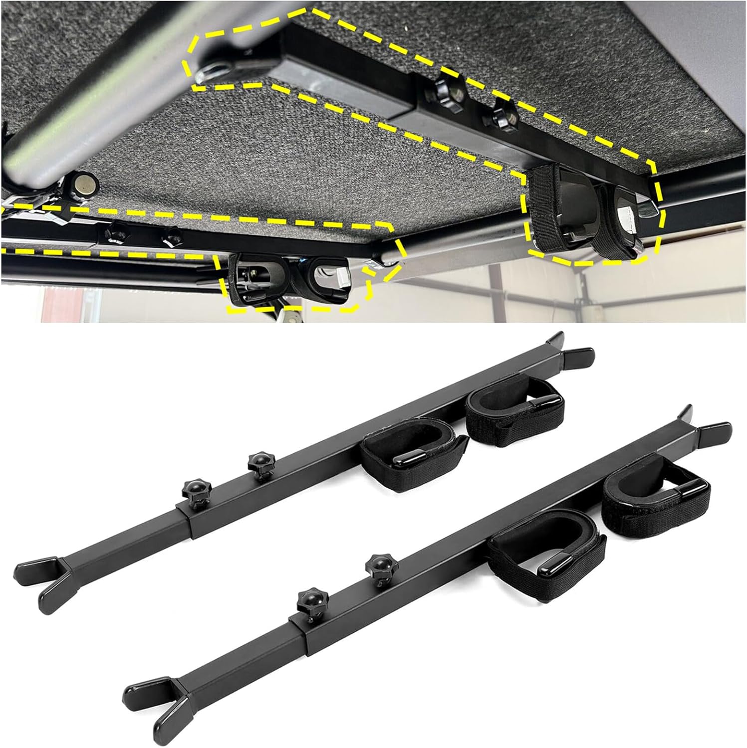Adjustable Gun Rack Carrier 23-31 Inch Universal Compatible with Polaris Ranger Kawasaki Mule UTV Overhead Roof Gun Holder LYPS-068