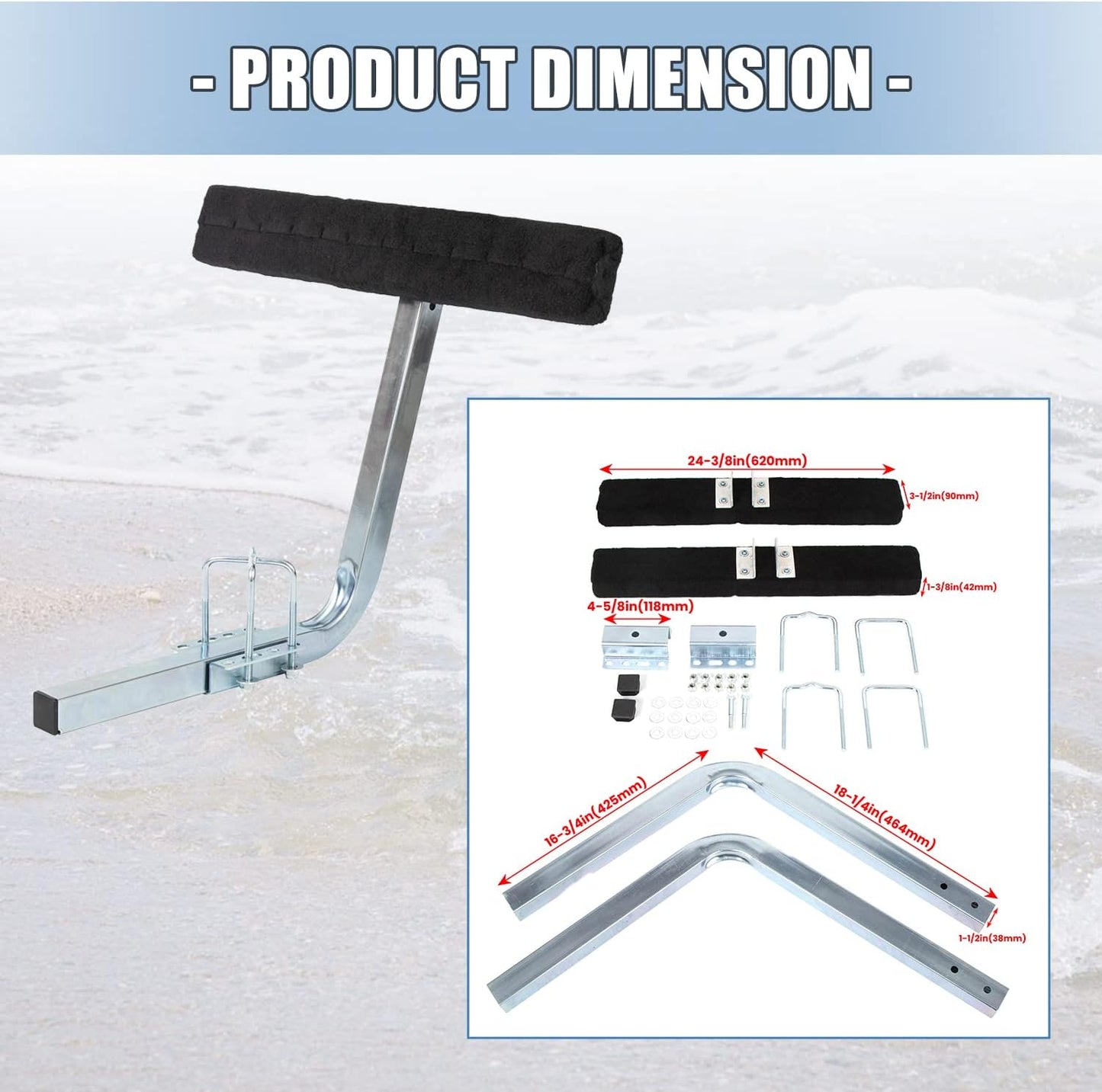 KUAFU Carpeted Boat Trailer Guide 2' Bunk Board Guide On Board Solid & Easy Operation LYOM-054