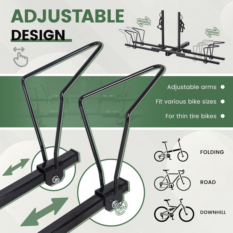Hitch Mount Bike Rack 2'' Receiver Bicycle 2-Bike Rack for SUV Van Truck Car RV Minivans, 200 LBS Capacity Platform Style for Mountain Bike E-Bike Steel LYA-014S