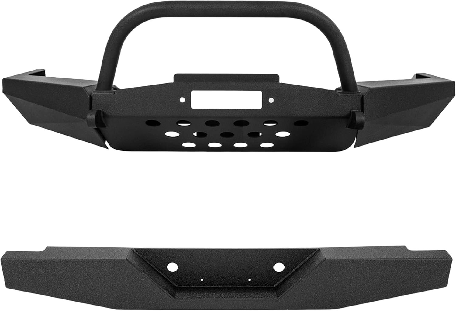 Front & Rear Bumper Compatible with 1998-2011 Ford Ranger w/Winch Plate D-Rings Powder Coated Steel LYAM-148+LYAM-328