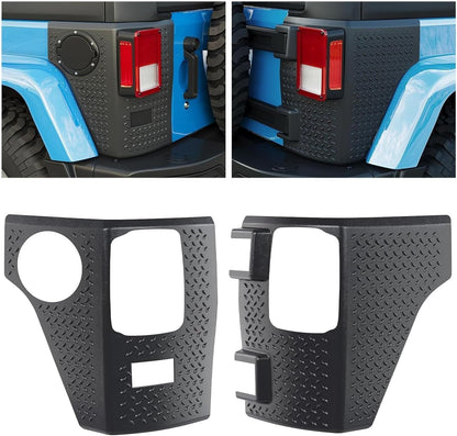 Rear Corner Guards Body Armor Compatible with 2007-2018 Jeep Wrangler JK JKU Replacement for 11651.01 Tail Light Trim Covers Rear Quarter Panel Textured Black Exterior Accessories 2Pcs LYAP-194
