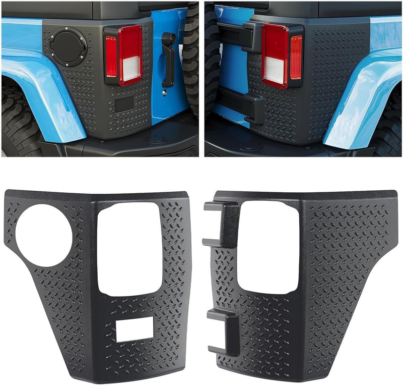 Rear Corner Guards Body Armor Compatible with 2007-2018 Jeep Wrangler JK JKU Replacement for 11651.01 Tail Light Trim Covers Rear Quarter Panel Textured Black Exterior Accessories 2Pcs LYAP-194
