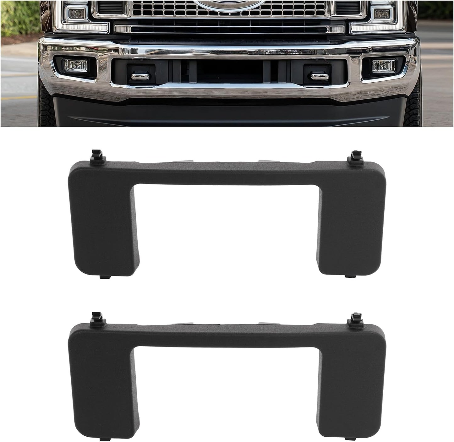 Front Bumper Tow Hook Bolt Cover Cap Compatible with 2017-2022 Ford F250 F350 F450 F550 Super Duty Replace for FO1037107 HC3B 17F751-AC, HC3B 17F751-AD, HC3Z17A900D, HC3Z 17A900-B 2PCS