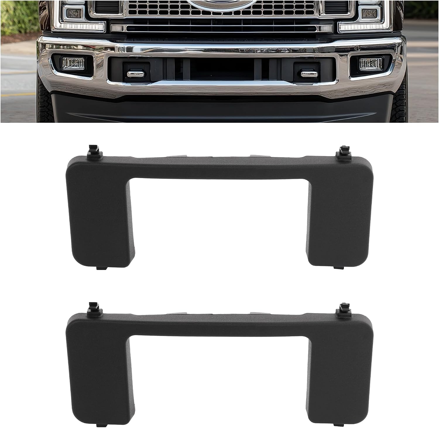 Front Bumper Tow Hook Bolt Cover Cap Compatible with 2017-2022 Ford F250 F350 F450 F550 Super Duty Replace for FO1037107 HC3B 17F751-AC, HC3B 17F751-AD, HC3Z17A900D, HC3Z 17A900-B 2PCS