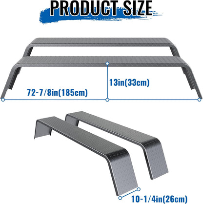 Tandem Axle Trailer 10-1/4inchesx72-7/8inchesx13inches Fit 13inches-15inches Tires Car Hauler Trailer,Cargo Trailer,Utility Trailer,Landscape Trailer Heavy Duty Unpainted Steel Diamond Fenders Tread Plate (2 Fenders) LYAM-336