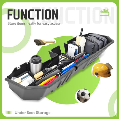 Under Seat Storage Box Compatible with 2019-2025 Chevy Chevrolet Silverado GMC Sierra 1500 2500 3500 HD Double & Crew Cab Black Plastic Underseat Storage LYAP-095S-2