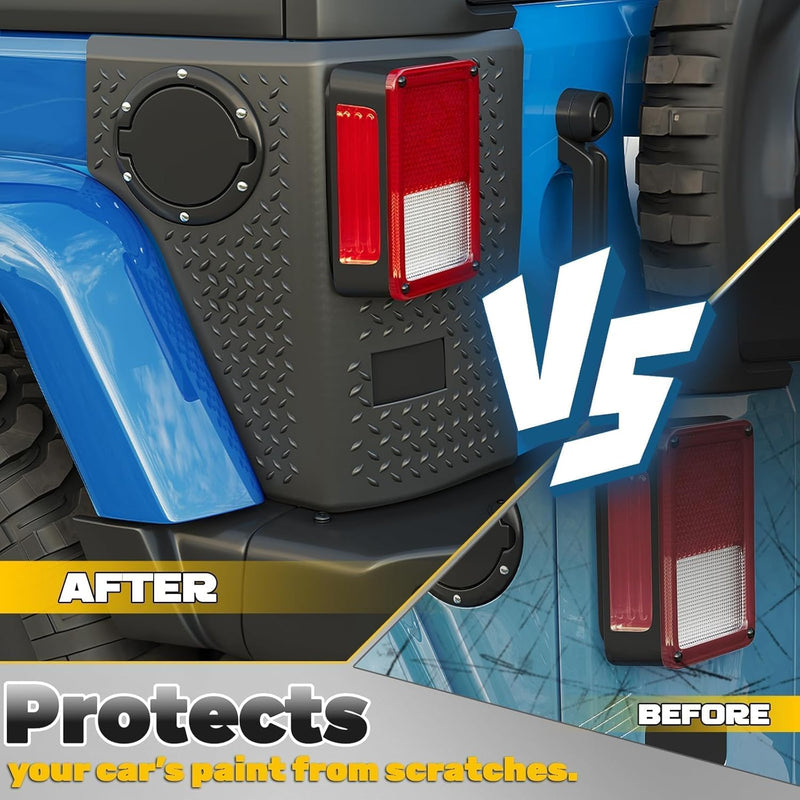 Rear Corner Guards Body Armor Compatible with 2007-2018 Jeep Wrangler JK JKU Replacement for 11651.01 Tail Light Trim Covers Rear Quarter Panel Textured Black Exterior Accessories 2Pcs LYAP-194