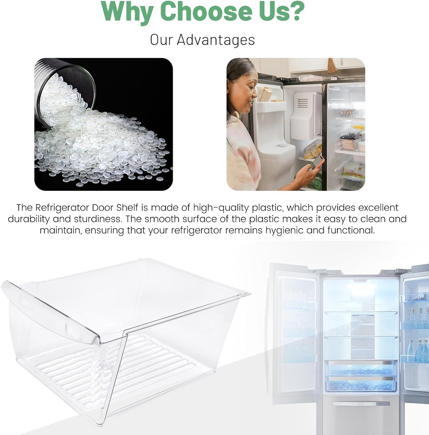 240351061 Upper Crisper Pan Compatible with Frigidaire Refrigerator Freezer Crisper Drawer Replacement for 240351005 240351062 Plastic (PC) Clear LYOP-110