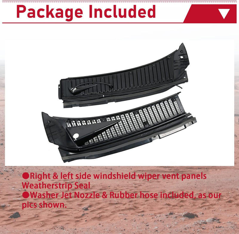 HECASA Windshield Wiper Cowl Vent Grille Compatible with 1999-2007 Ford F250 F350 F450 F550 Super Duty 2000-2005 Excursion Replace for 3C3Z-25022A68-AAA 4C3Z-25022A69-AAA Windscreen Covers Panels Kit LYAP-244S