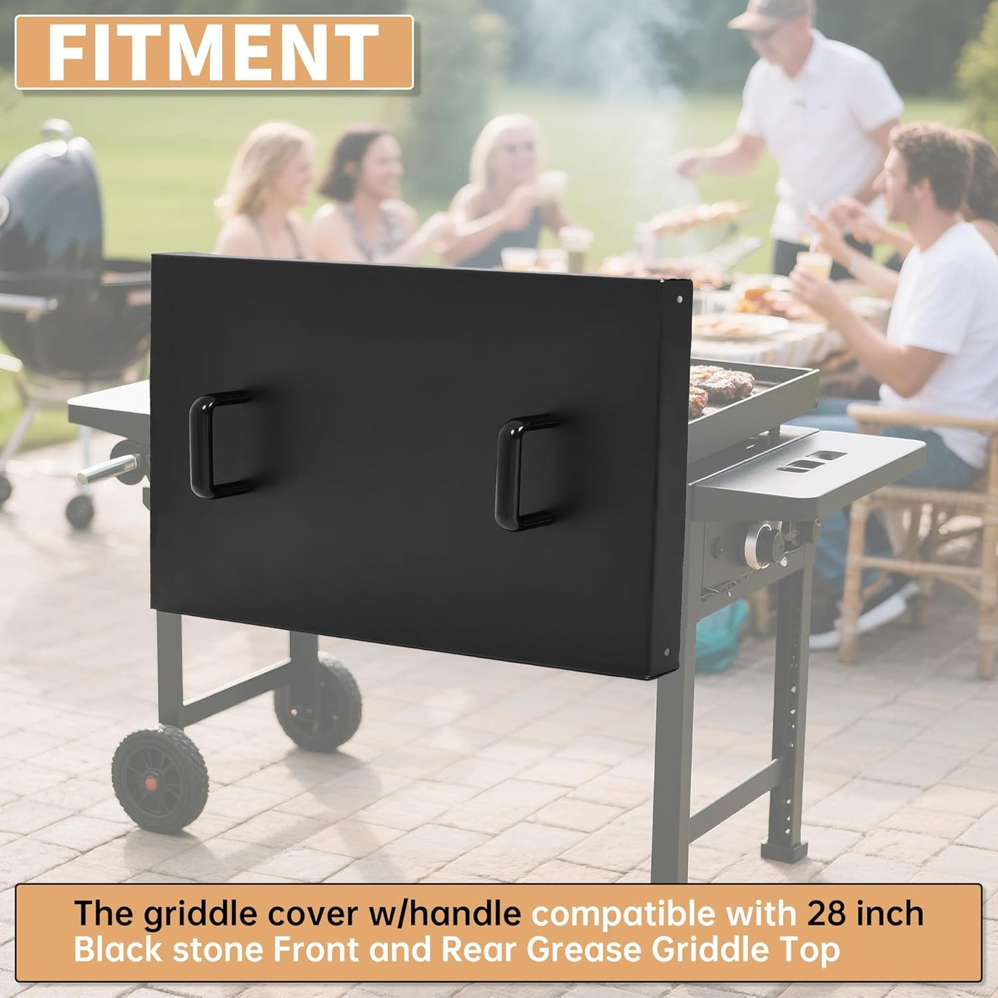 28inches Griddle Cover Lid Compatible with 28 inch Blackstone Front and Rear Grease Griddle Top Hard Top Lid W/Handle Outdoor Cover Steel Powder Coated Black LYOM-168-1
