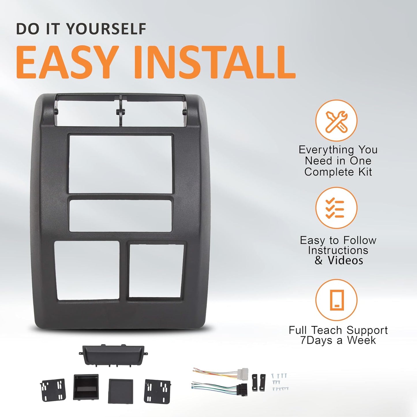 Double Din Dash Kit Compatible with 1997-2002 Jeep Wrangler TJ Radio Stereo Dash Bezel Install Kit LYAP-373