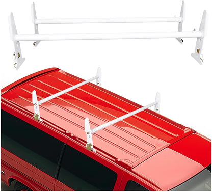 Van Roof Ladder Rack 47inches- 77inches Adjustable Roof Rack 500LBS Capacity Compatible with Chevy Dodge Ford GMC Express LYA-059S