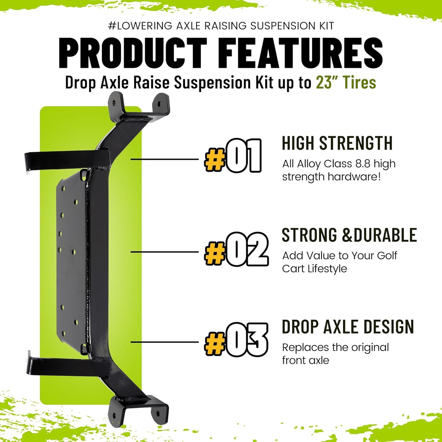 6inches Drop Axle Golf Cart Lift Kit Compatible with 2001.5-2020 EZGO Medalist/TXT Golf Cart Model LYA-090S