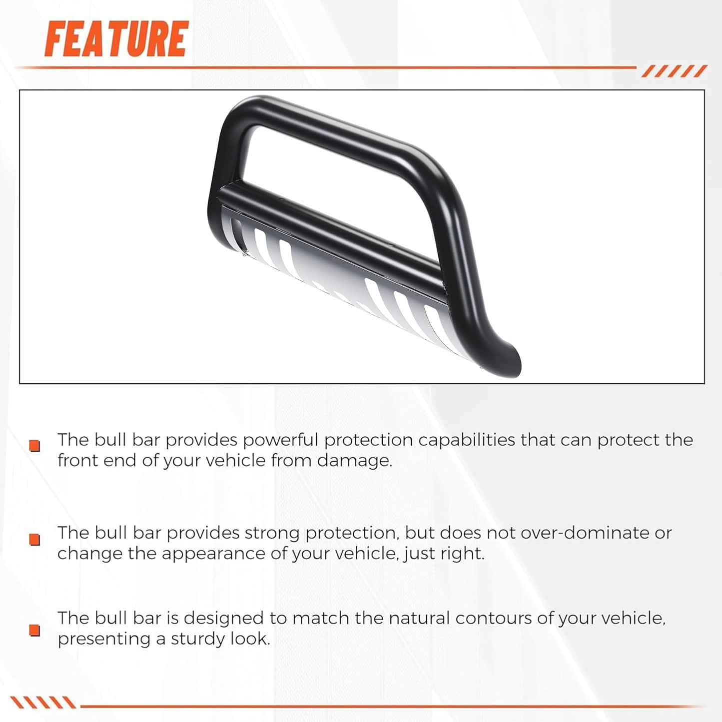 Bull Bar Compatible with 2005-2015 Toyota Tacoma 3inches Tube Stainless Steel Black Front Bumper Brush Push Grille Guard LYAM-331