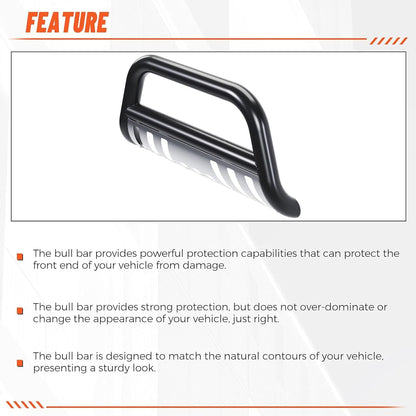Bull Bar Compatible with 2005-2015 Toyota Tacoma 3inches Tube Stainless Steel Black Front Bumper Brush Push Grille Guard LYAM-331