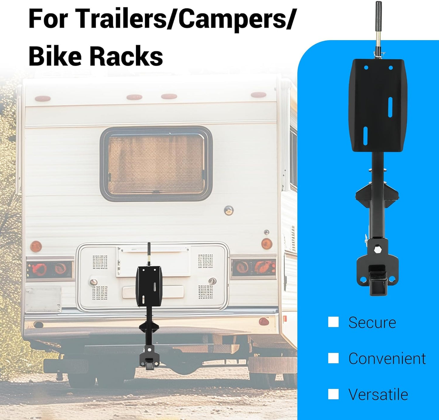 RV Spare Tire Carrier for 16inches 16.5inches 19.5inches 22.5inches and 24inches RV Motorhomes Wheels 2 Inch Receiver Mount, 10,000-pound Capacity, 400-pound Tongue Weight LYAM-X1042S
