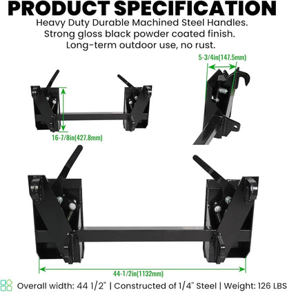4000Lbs Universal Quick Attach Skid Steer Adapter Bucket Latch Compatible with Global John Deere Loaders Skid Steer Attachment Conversion Adapter Plate Steel Powder Coated Black LYOM-042