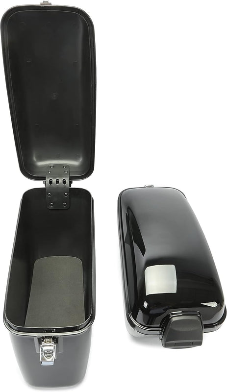 Vivid Black 60L Large Hard Saddle Bag Trunk W/brackets For Motorcycle Compatible With Harley-Davidson Dyna Honda Suzuki Kawasaki Yamaha Cruiser LW-B