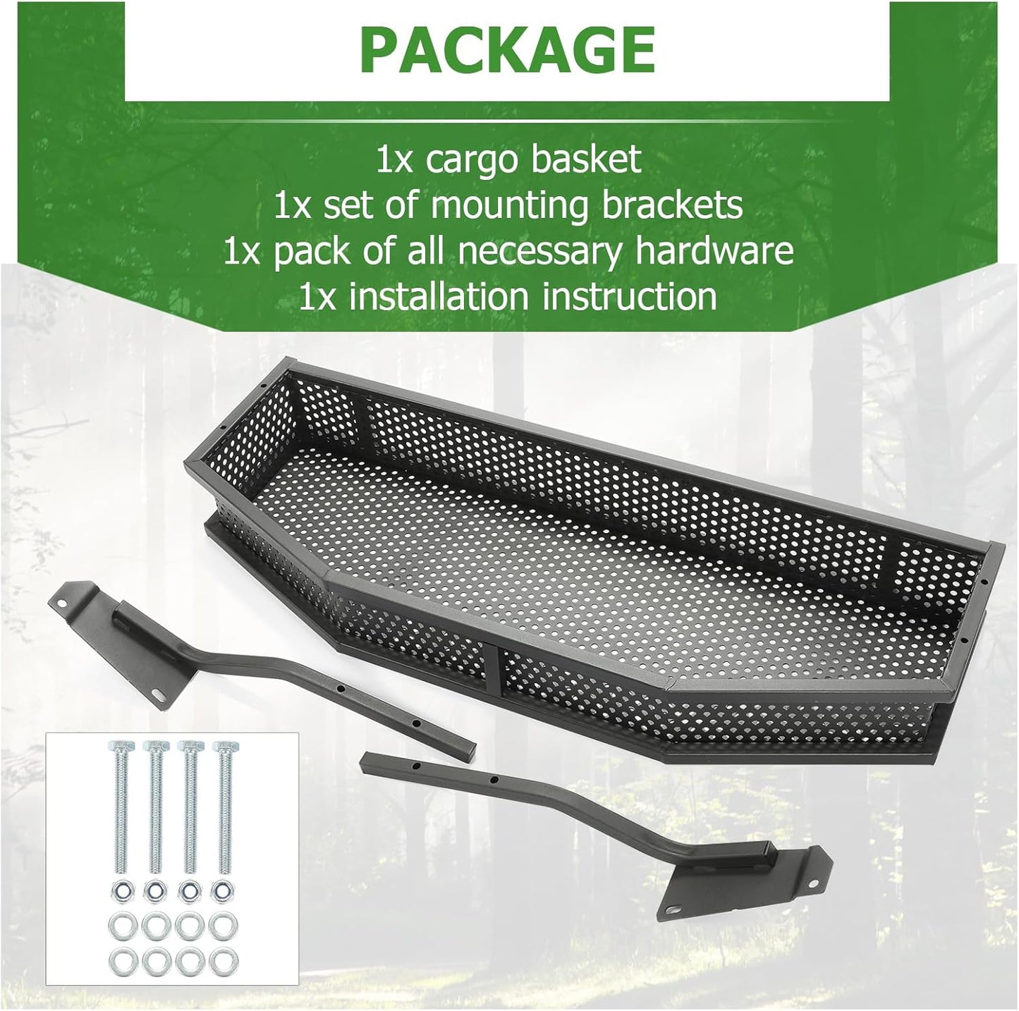 Black Front Clay Outer Cargo Basket w/Mounting Brackets Compatible with Club Car DS Golf Cart Gas & Electric Models (Hardware Included) LYMM-106