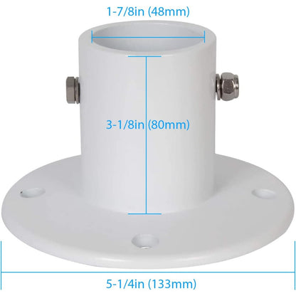 HECASA Deck Anchor Flange Cast Above Ground Pool Ladders Handrails or Slide | 1 7/8" Inch Diameter of 1.9" Aluminum White (4PC)