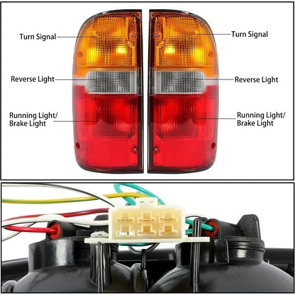 ECOTRIC Tail Light Brake Lamp Driver Left & Passenger Right Taillight W/Bulb Compatible with 1995-2000 Toyota Tacoma Halogen Rear Tailight Replacement for TO2800116 TO2801116 8156004030 8155004030