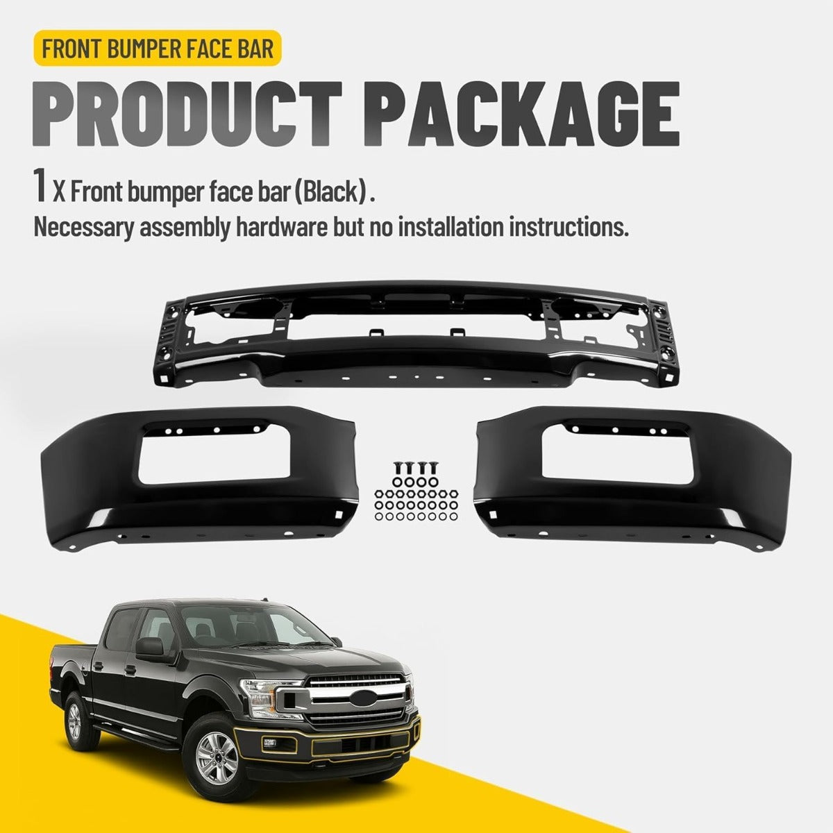 KUAFU 3 PCS Bumper Face Bar Compatible with F150 Fits Models
