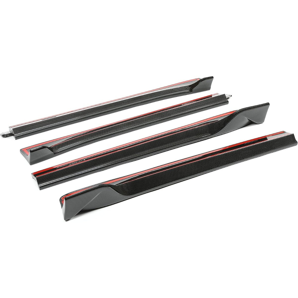Side Skirt Extension Replacement 4Pcs Compatible with 2017-2023 Tesla Model 3 Carbon Fiber Printing Rocker Panels Guard Body Kit ABS Plastic Side Trim