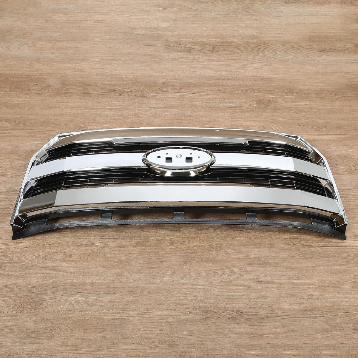 Front Bumper Grille Compatible with 2015-2017 Ford F150 F-150 Replacement for FL3Z-8200-MA FL3Z8200MA w/o Camera Chrome Upper Hood Mesh Grill ABS Plastic