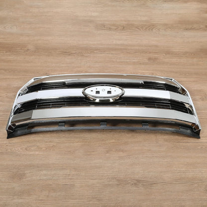 Front Bumper Grille Compatible with 2015-2017 Ford F150 F-150 Replacement for FL3Z-8200-MA FL3Z8200MA w/o Camera Chrome Upper Hood Mesh Grill ABS Plastic